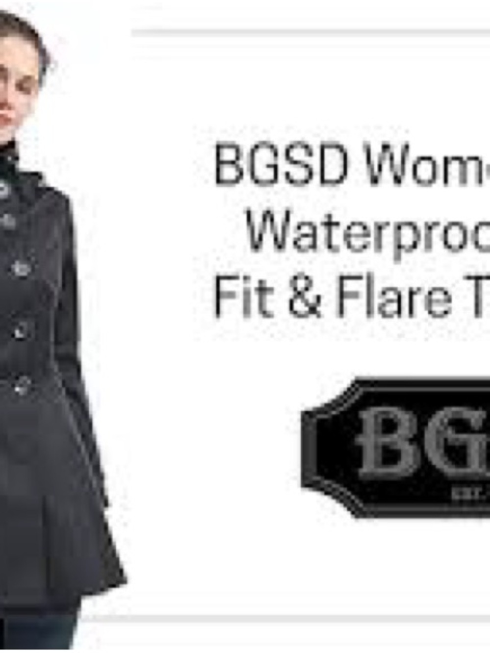 BGSD Women’s Black Fit & Flare Pea Coat